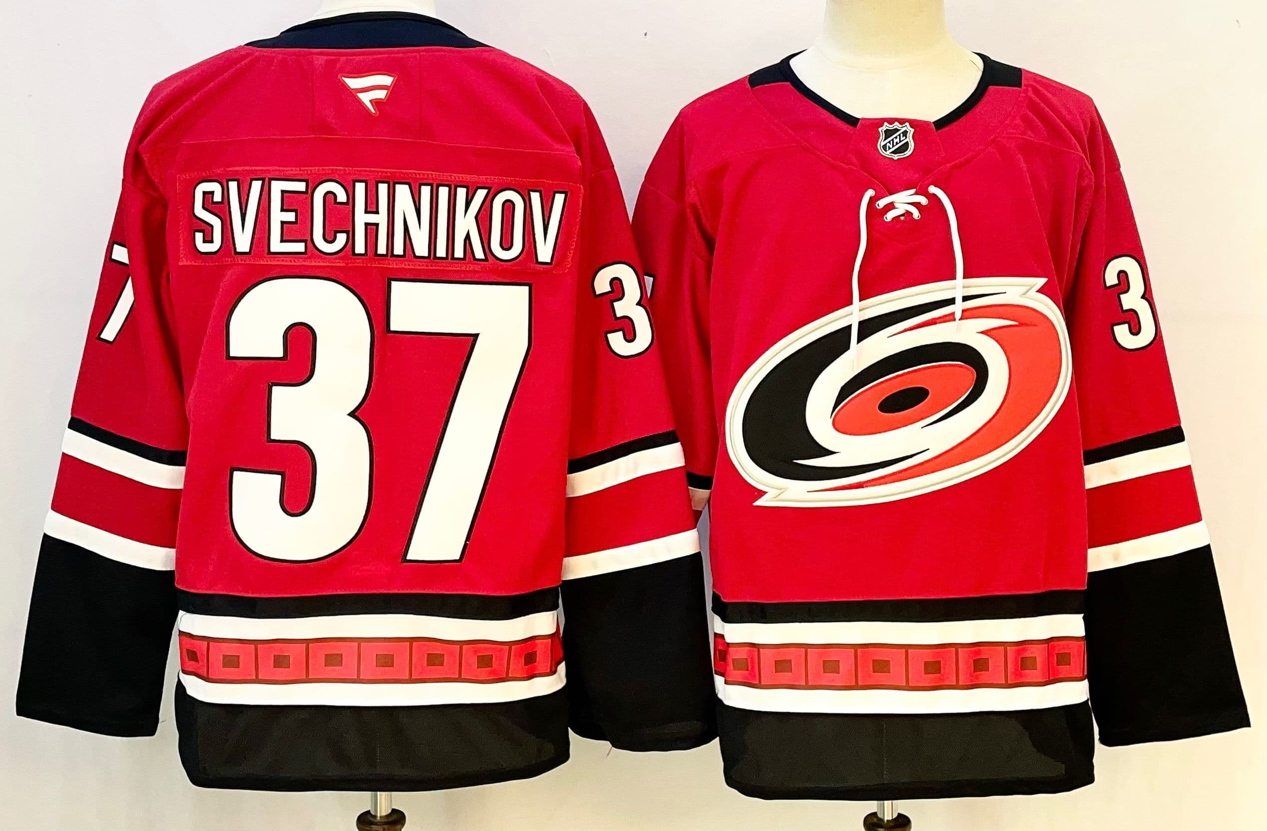 Men's Carolina Hurricanes #37 Andrei Svechnikov  2025 Away Stitched Hockey Jersey
