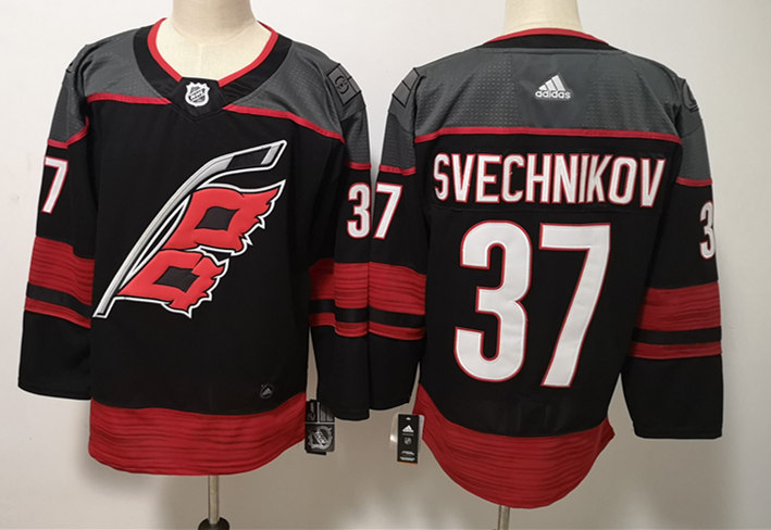 Men's Carolina Hurricanes #37 Andrei Svechnikov Adidas Black Alternate Stitched Jersey