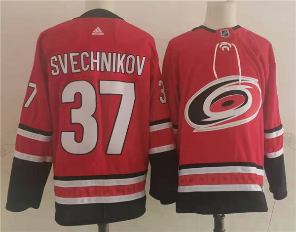 Men's Carolina Hurricanes #37 Andrei Svechnikov Adidas Home Red Stitched Jersey