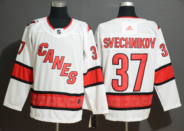 Men's Carolina Hurricanes #37 Andrei Svechnikov Adidas White Away Retro Stitched Jersey