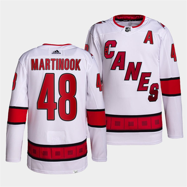 Men's Carolina Hurricanes #48 Jordan Martinook Adidas White Away Premier Player Stitched Jersey