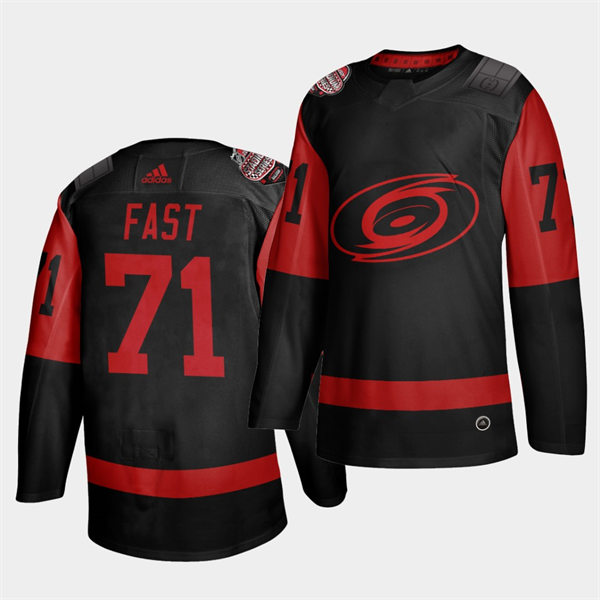Men's Carolina Hurricanes #71 Jesper Fast Adidas Black 2021 Stadium Series Stitched Jersey