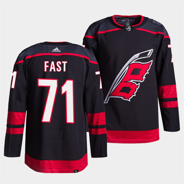 Men's Carolina Hurricanes #71 Jesper Fast Adidas Black Alternate Player Stitched Jersey