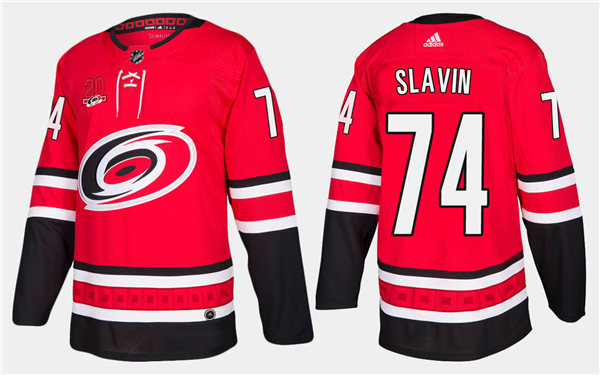 Men's Carolina Hurricanes #74 Jaccob Slavin Adidas Home Red Stitched Jersey