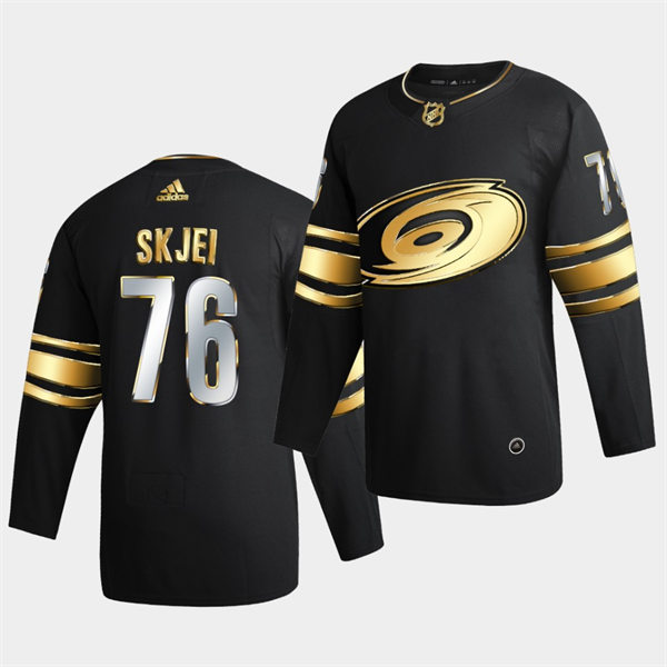 Men's Carolina Hurricanes #76 Brady Skjei Adidas 2021-22 Black Golden Edition Limited Stitched Jersey