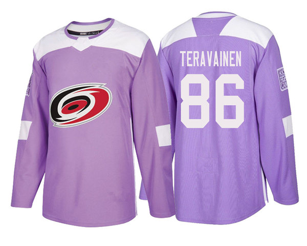 Men's Carolina Hurricanes #86 Teuvo Teravainen Adidas Purple Hockey Fights Cancer Stitched Jersey
