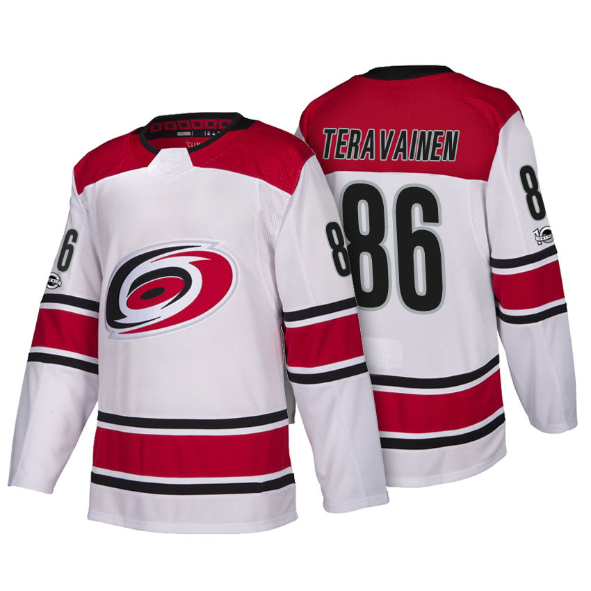 Men's Carolina Hurricanes #86 Teuvo Teravainen White Road Stitched Jersey