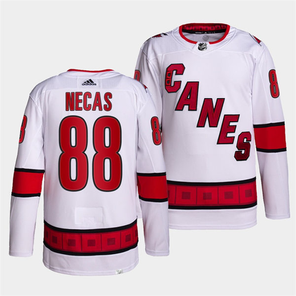 Men's Carolina Hurricanes #88 Martin Necas Adidas White Away Premier Player Stitched Jersey