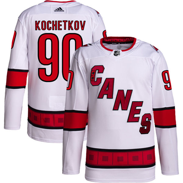 Men's Carolina Hurricanes #90 Pyotr Kochetkov Adidas White Away Premier Player Stitched Jersey