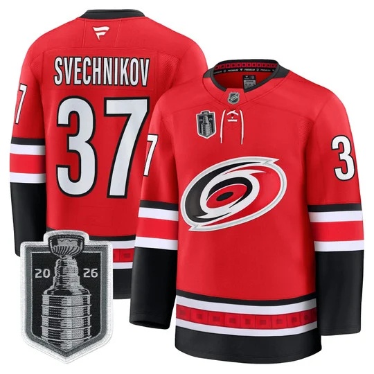 Men's Carolina Hurricanes 2026 Stanley Cup Patch Premium Jersey - All Stitched Andrei Svechnikov    37