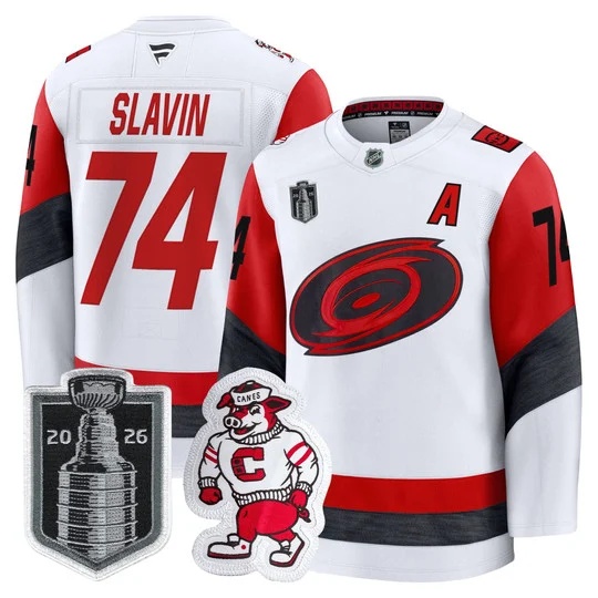 Men's Carolina Hurricanes 2026 Stanley Cup Patch Premium Jersey - All Stitched Jaccob Slavin 74