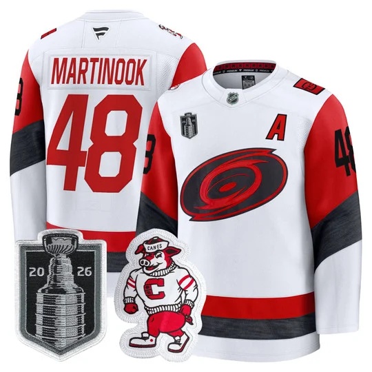 Men's Carolina Hurricanes 2026 Stanley Cup Patch Premium Jersey - All Stitched Jordan Martinook