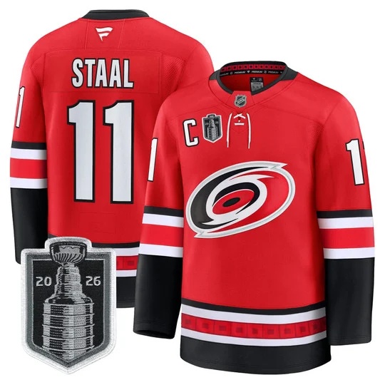 Men's Carolina Hurricanes 2026 Stanley Cup Patch Premium Jersey - All Stitched Jordan Staal   11