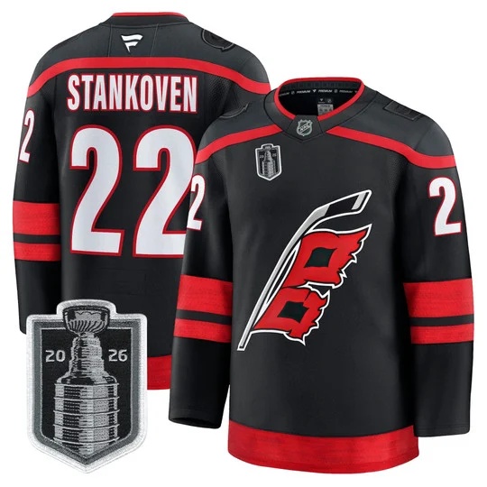 Men's Carolina Hurricanes 2026 Stanley Cup Patch Premium Jersey - All Stitched Logan Stankoven 22