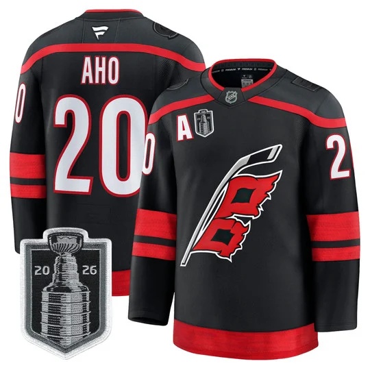 Men's Carolina Hurricanes 2026 Stanley Cup Patch Premium Jersey - All Stitched Sebastian Aho  20