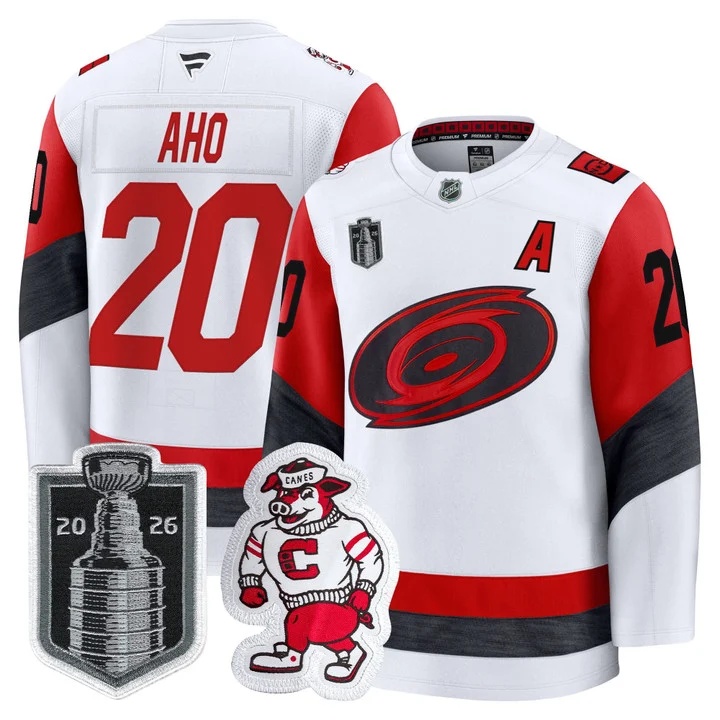 Men's Carolina Hurricanes 2026 Stanley Cup Patch Premium Jersey - All Stitched Sebastian Aho