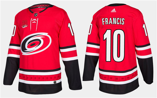 Men's Carolina Hurricanes Retired Player #10 Ron Francis Adidas Home Red Stitched Jersey