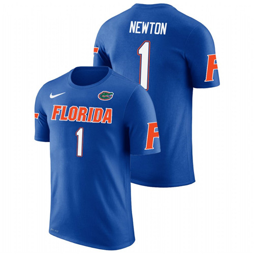 Men's Carolina Panthers #1 Cam Newton Florida Gators Football Royal Future Stars T-Shirt