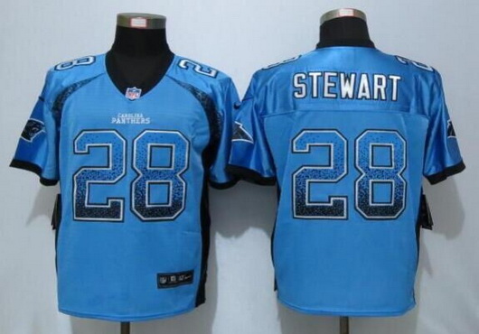 Men's Carolina Panthers #28 Jonathan Stewart Light Blue Drift Fashion NFL Nike Elite Stitched Jersey
