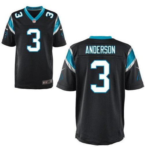Men's Carolina Panthers #3 Derek Anderson Black Nik Elite Jersey