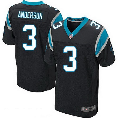 Men's Carolina Panthers #3 Derek Anderson Black Team Color Nike Elite Jersey