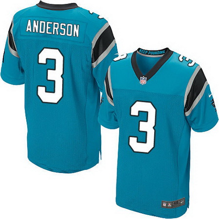 Men's Carolina Panthers #3 Derek Anderson Light Blue Alternate Nike Elite Jersey