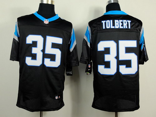 Men's Carolina Panthers #35 Mike Tolbert Black Nik Elite Stitched Jersey