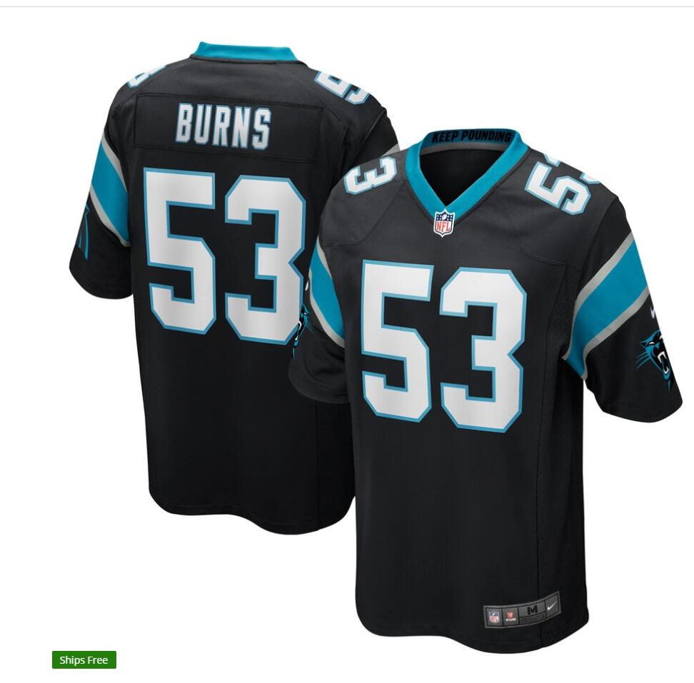 Men's Carolina Panthers #53 Brian Burns Nike Black Game Football Jersey