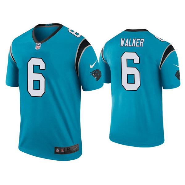 Men's Carolina Panthers #6 P.J. Walker Blue Nike Color Rush Legend Jersey