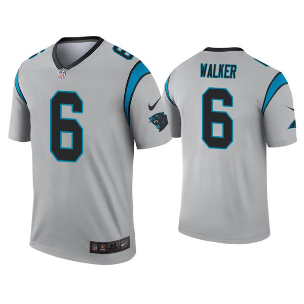 Men's Carolina Panthers #6 P.J. Walker Grey Nike Inverted Legend Jersey