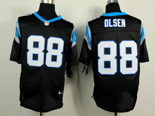 Men's Carolina Panthers #88 Greg Olsen Black Nik Elite Stitched Jersey