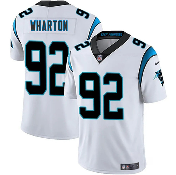 Men's Carolina Panthers #92 Tershawn Wharton White 2025 Vapor Limited Football Stitched Jersey