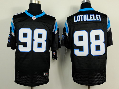 Men's Carolina Panthers #98 Star Lotulelei Black Nik Elite Stitched Jersey