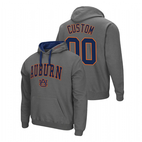 Men's Charcoal Auburn Tigers Custom Arch & Logo 2.0 Pullover Hoodie