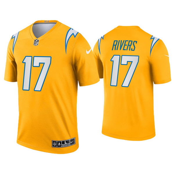 Men's Chargers #17 Philip Rivers Inverted Legend Gold Jersey