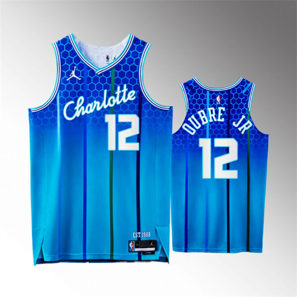 Men's Charlotte Hornets #12 Kelly Oubre Jr.Diamond Badge 2021-22 City Edition Jersey