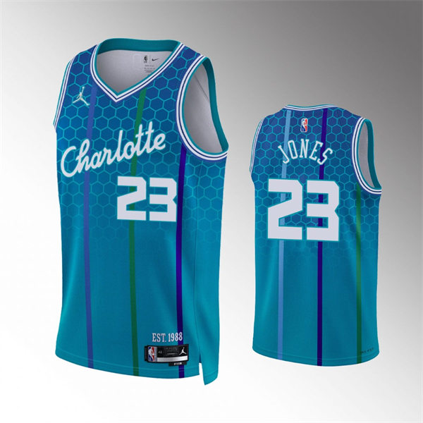 Men's Charlotte Hornets #23 Kai Jones Diamond Badge 2021-22 City Edition Jersey