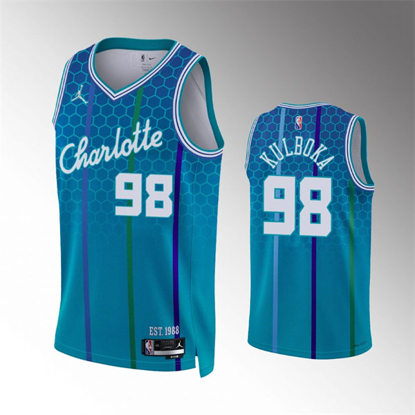Men's Charlotte Hornets #98 Arnoldas Kulboka Diamond Badge 2021-22 City Edition Jersey
