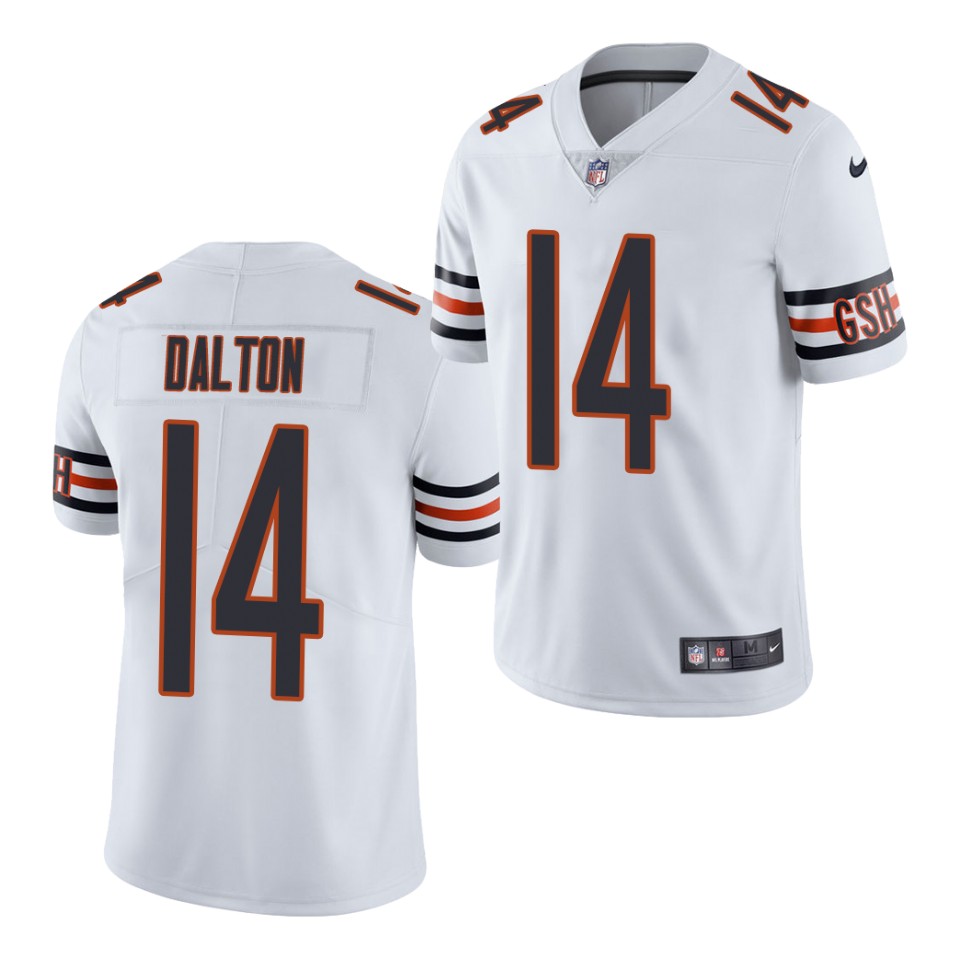Men's Chicago Bears #14 Andy Dalton Nike White Vapor Limited Footbll Jersey
