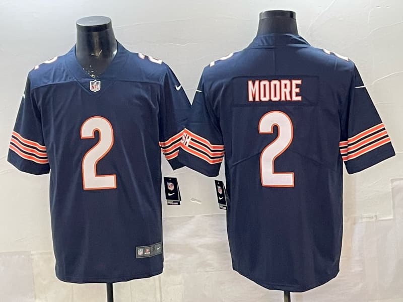 Men's Chicago Bears #2 D.J. Moore   F.U.S.E. With VMH Patch Stitched Football Jersey