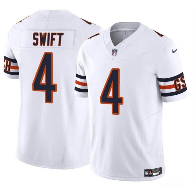 Men's Chicago Bears #4 Da??Andre Swift White 2023 F.U.S.E. Vapor Football Stitched Jersey