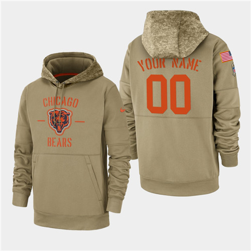 Men's Chicago Bears Custom 2019 Salute to Service Sideline Therma Pullover Hoodie - Tan