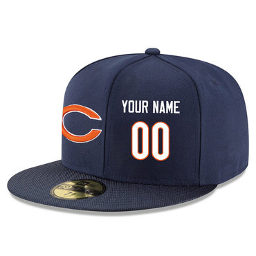Men's Chicago Bears Navy Color Snapback Custom Hat (Stitched any name&number)