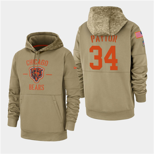 Men's Chicago Bears Walter Payton 2019 Salute to Service Sideline Therma Pullover Hoodie - Tan