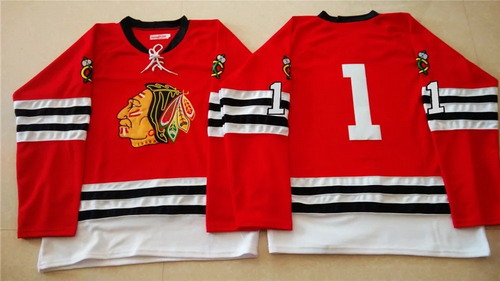 Men's Chicago Blackhawks #1 Glenn Hall 1960-61 Red Vintage Stitched Jersey