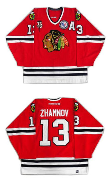 Men's Chicago Blackhawks #13 ALEX ZHAMNOV 2002 CCM Throwback Home NHL Hockey Stitched Jersey