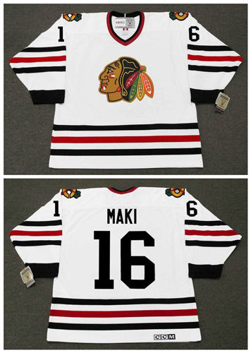 Men's Chicago Blackhawks #16 CHICO MAKI 1967 CCM Vintage Throwback NHL Hockey Stitched Jersey