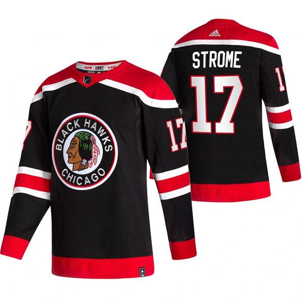 Men's Chicago Blackhawks #17 Dylan Strome Black Adidas 2020-21 Reverse Retro Alternate NHL Stitched Jersey