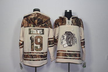 Men's Chicago Blackhawks #19 Jonathan Toews Old Time Hockey Natural Realtree Camo Xtra Lacer Hoodie