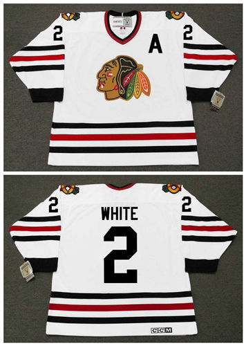 Men's Chicago Blackhawks #2 BILL WHITE1970 CCM Vintage Throwback NHL Hockey Stitched Jersey